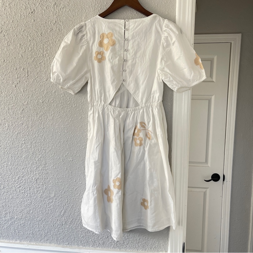 Madewell White and Tan Floral Mini Dress 0 NWT - Picture 6 of 8